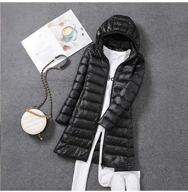 Ivy | Effortless Hooded Long Jacket with Quilted Puffer Finish
