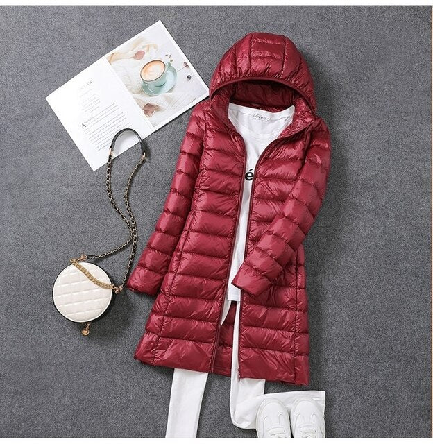 Ivy | Effortless Hooded Long Jacket with Quilted Puffer Finish