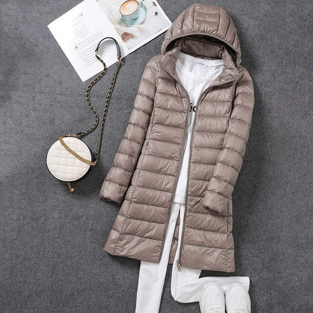Ivy | Effortless Hooded Long Jacket with Quilted Puffer Finish