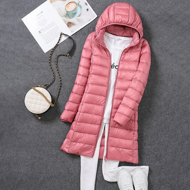 Ivy | Effortless Hooded Long Jacket with Quilted Puffer Finish