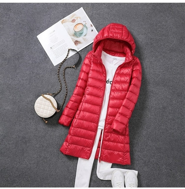 Ivy | Effortless Hooded Long Jacket with Quilted Puffer Finish
