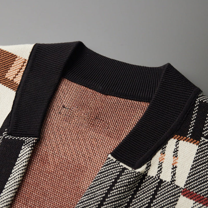 Jacob | Abstract Geometric Button Front Mens Cardigan