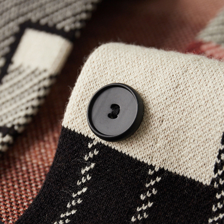 Jacob | Abstract Geometric Button Front Mens Cardigan