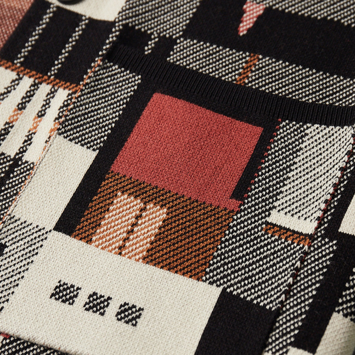Jacob | Abstract Geometric Button Front Mens Cardigan