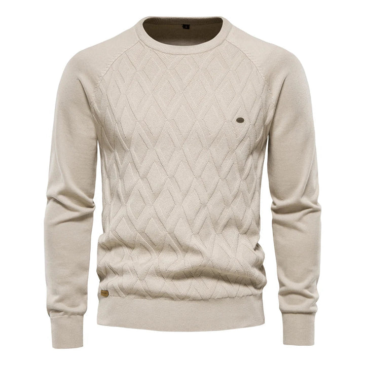 Jacob | Cosy Diamond Pattern Crew Neck Mens Knitted Jumper