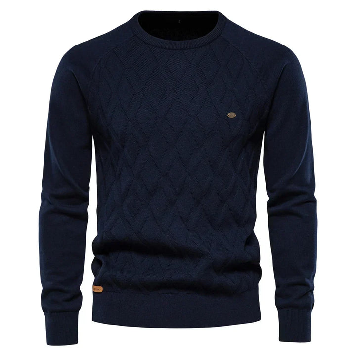 Jacob | Cosy Diamond Pattern Crew Neck Mens Knitted Jumper