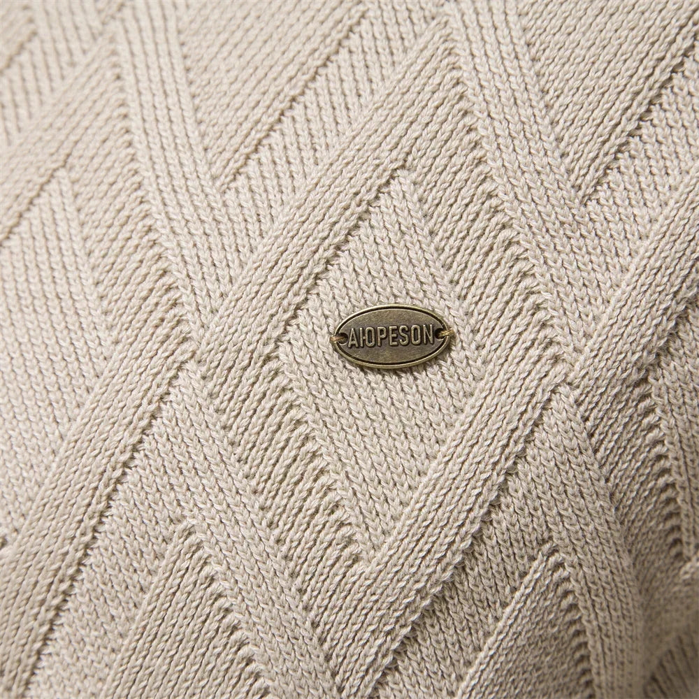 Jacob | Cosy Diamond Pattern Crew Neck Mens Knitted Jumper