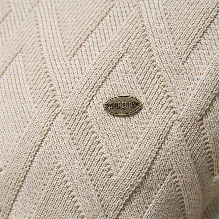 Jacob | Cosy Diamond Pattern Crew Neck Mens Knitted Jumper