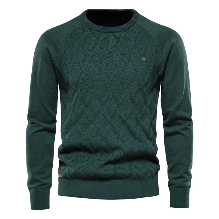 Jacob | Cosy Diamond Pattern Crew Neck Mens Knitted Jumper