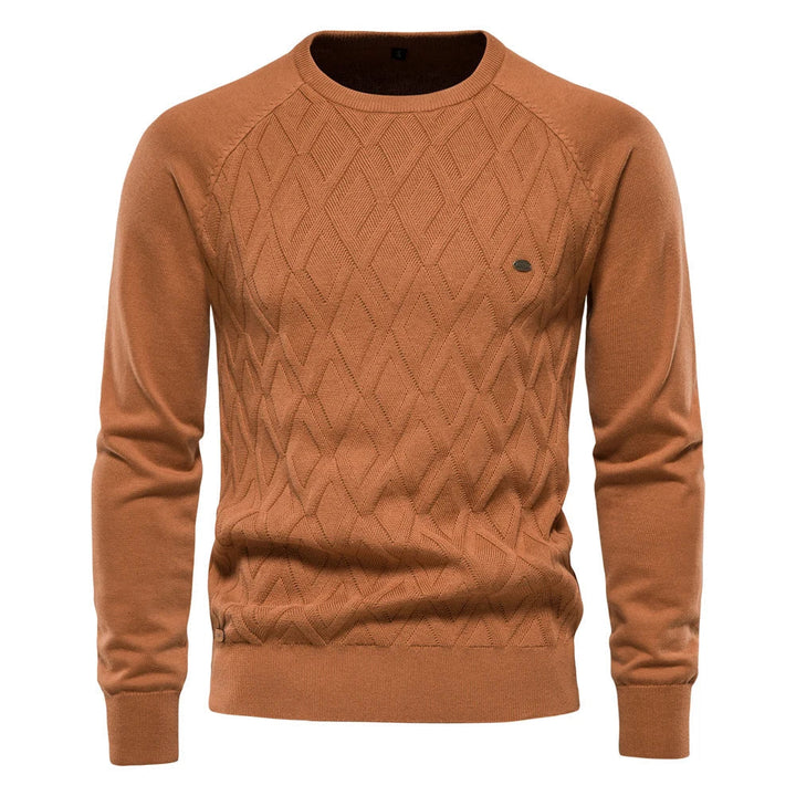 Jacob | Cosy Diamond Pattern Crew Neck Mens Knitted Jumper