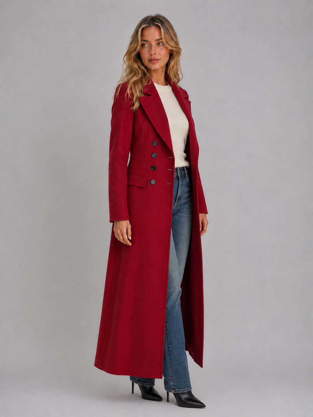 Jasmine | Elegant Tailored Double-Breasted Long Jacket