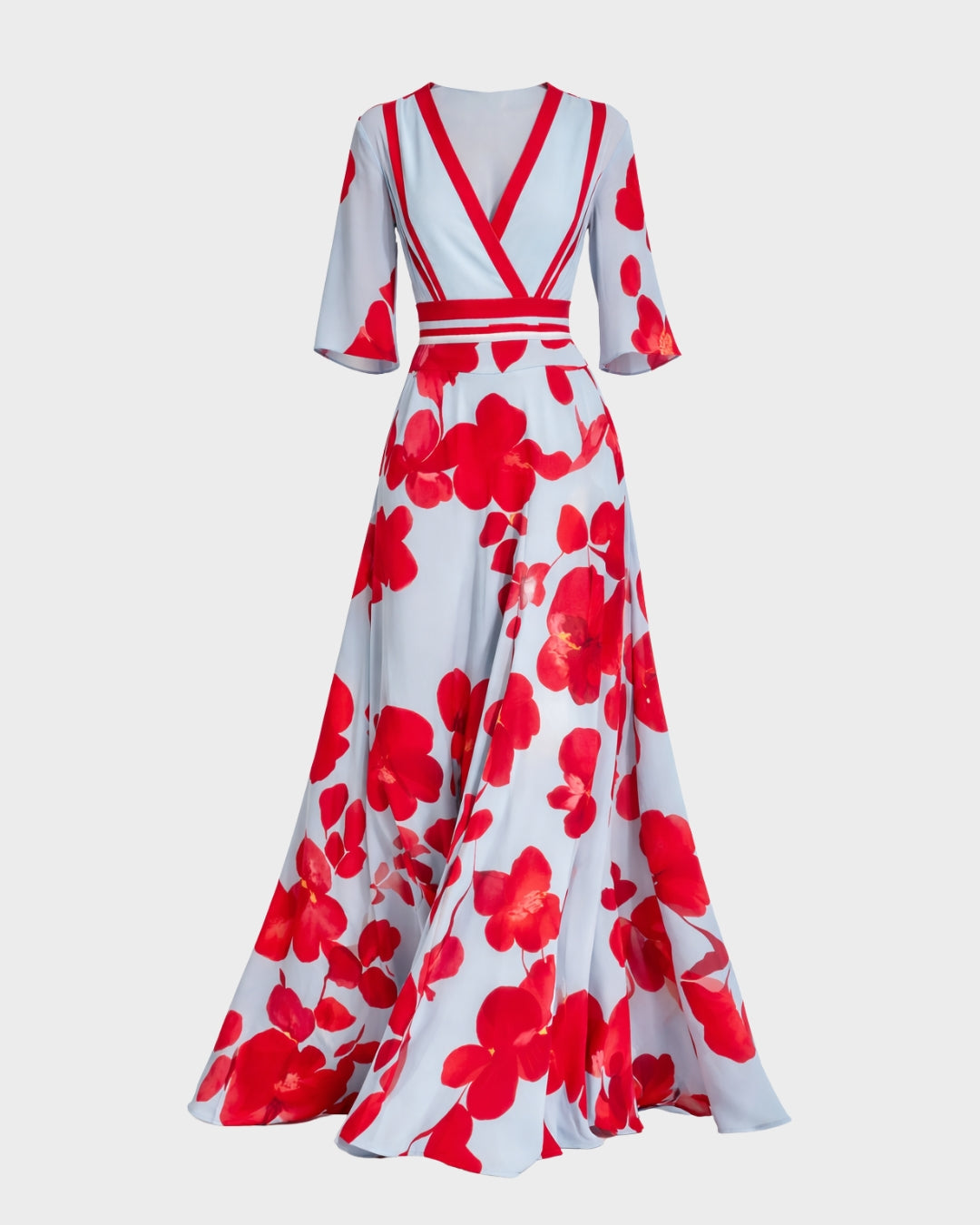 Jasmine | Polished Floral Wrap Maxi Christmas Dress
