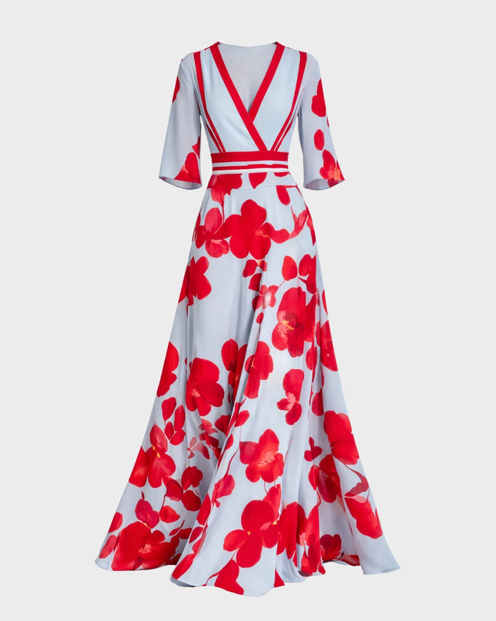 Jasmine | Polished Floral Wrap Maxi Christmas Dress