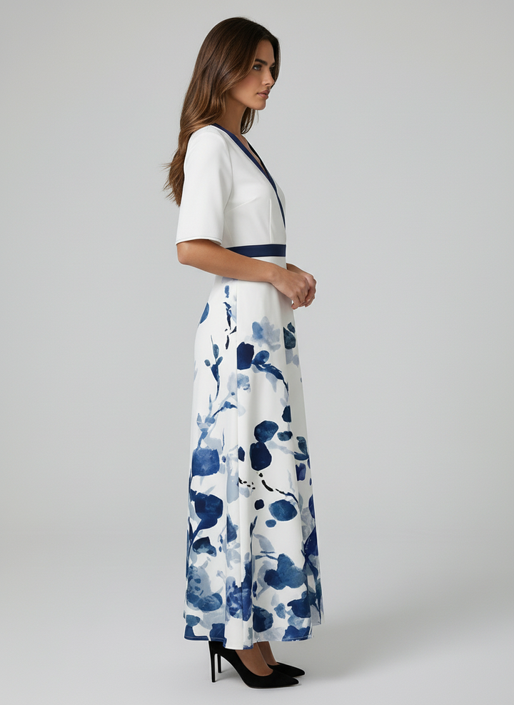 Jasmine | Polished Floral Wrap Maxi Christmas Dress