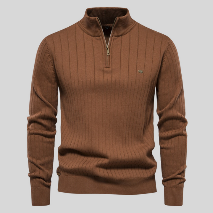 Jesse | Ribbed Quarter Zip Mens Knitted Jumper
