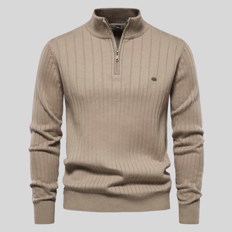 Jesse | Ribbed Quarter Zip Mens Knitted Jumper