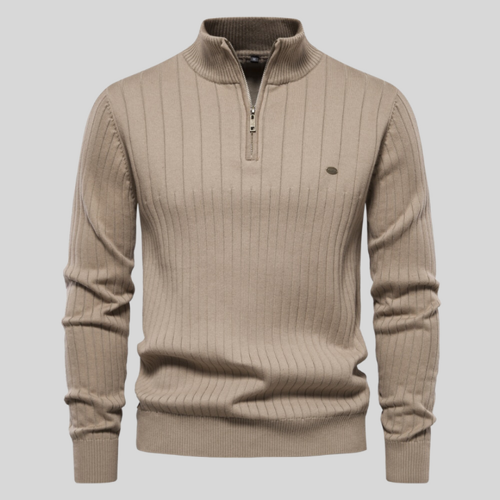 Jesse | Ribbed Quarter Zip Mens Knitted Jumper