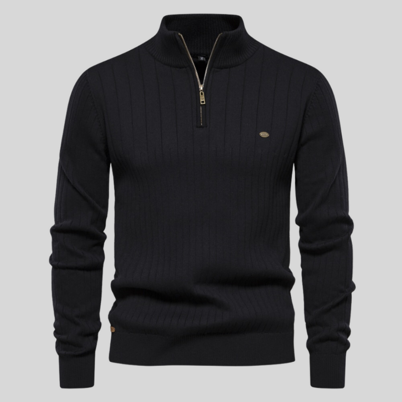 Jesse | Ribbed Quarter Zip Mens Knitted Jumper