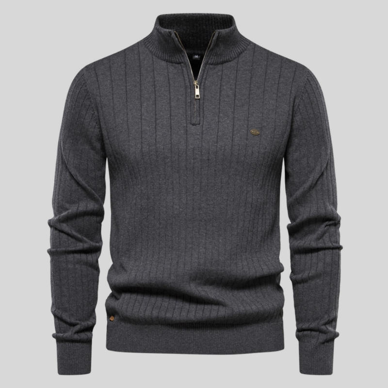 Jesse | Ribbed Quarter Zip Mens Knitted Jumper