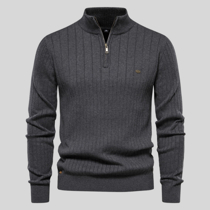 Jesse | Ribbed Quarter Zip Mens Knitted Jumper