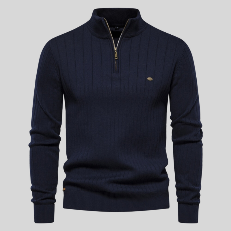 Jesse | Ribbed Quarter Zip Mens Knitted Jumper