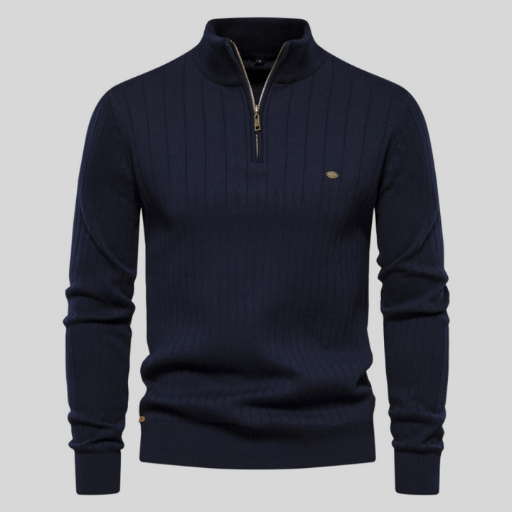 Jesse | Ribbed Quarter Zip Mens Knitted Jumper