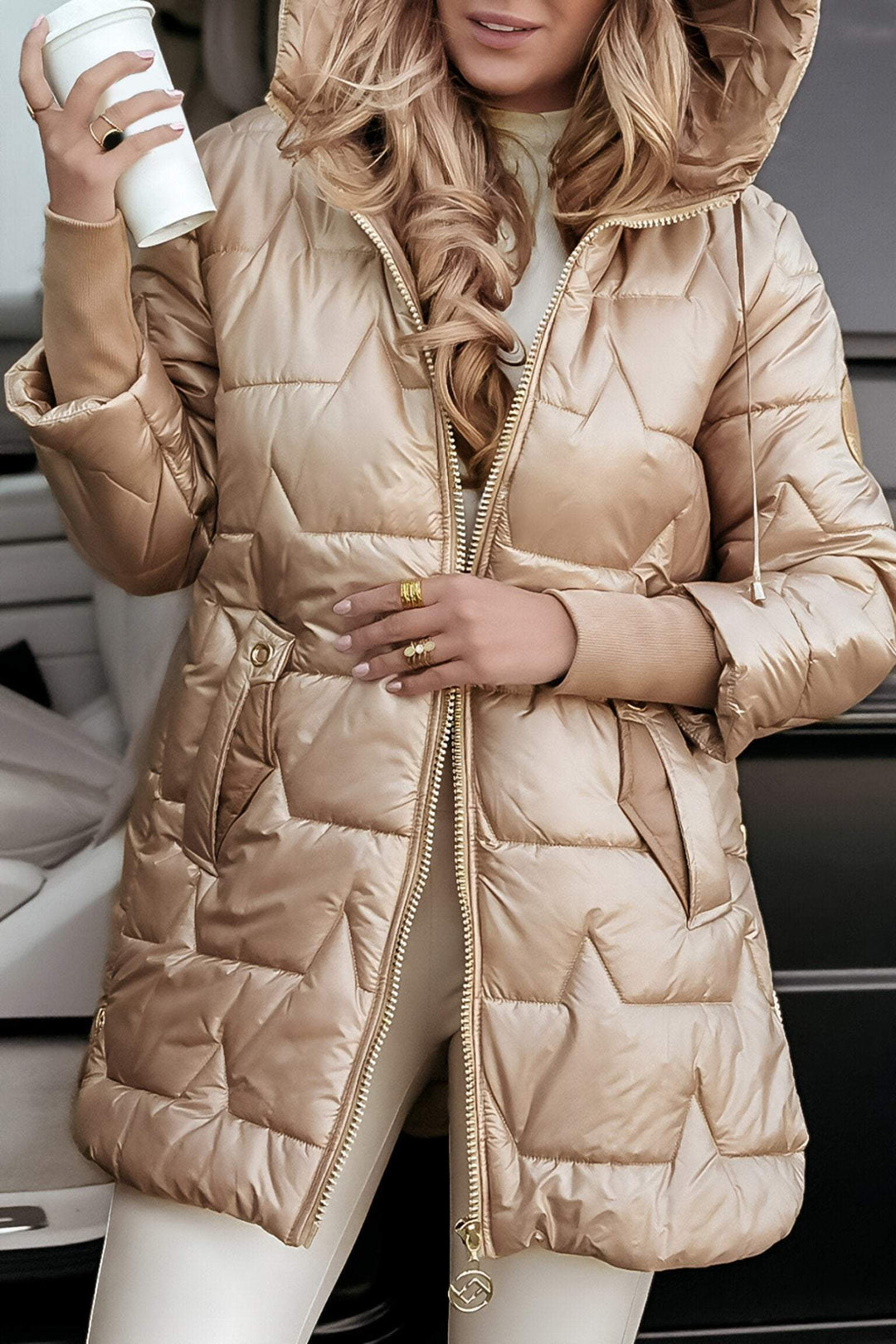 Jessica | Stylish Longline Hooded Quilted Jacket