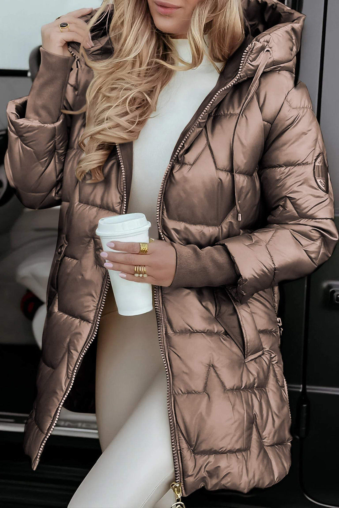 Jessica | Stylish Longline Hooded Quilted Jacket