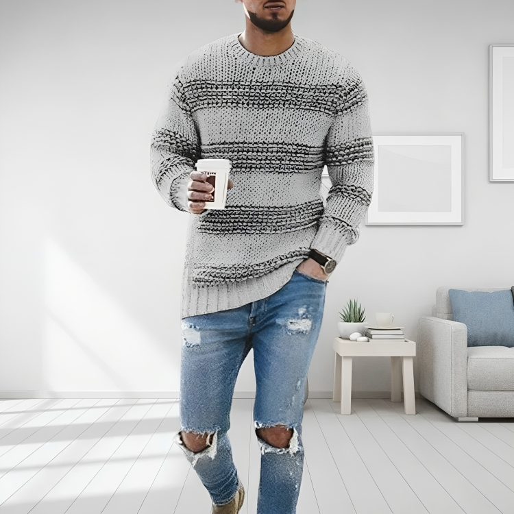 Jude | Striped Crew Neck Mens Knitted Jumper