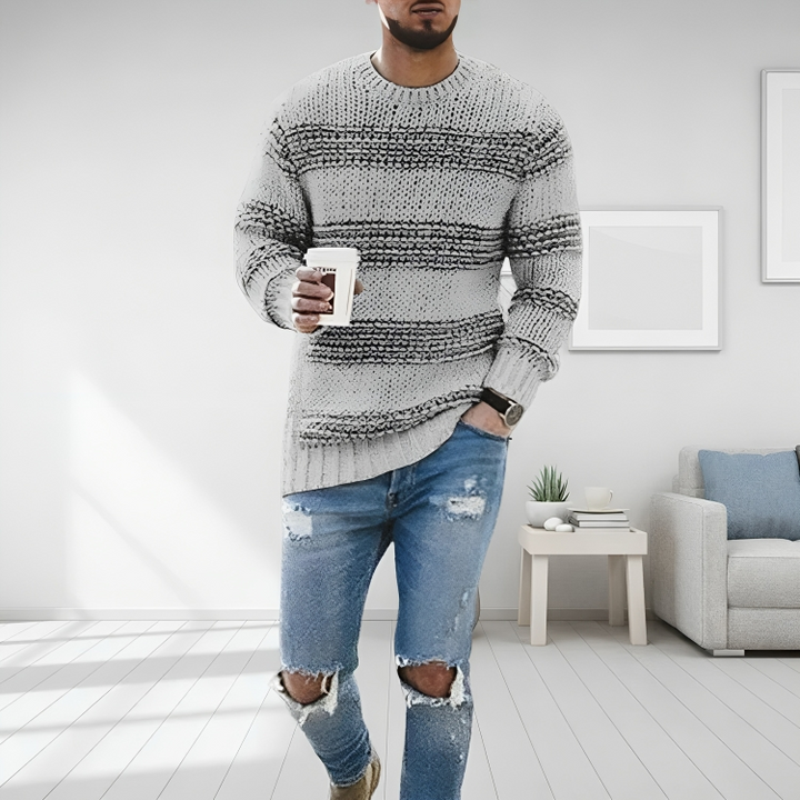 Jude | Striped Crew Neck Mens Knitted Jumper