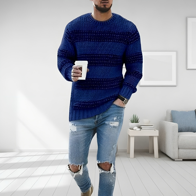 Jude | Striped Crew Neck Mens Knitted Jumper