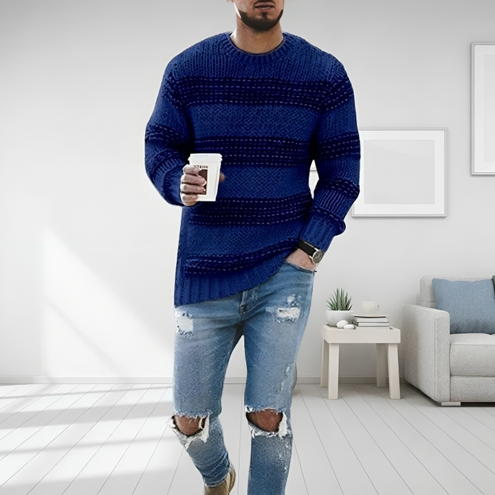 Jude | Striped Crew Neck Mens Knitted Jumper