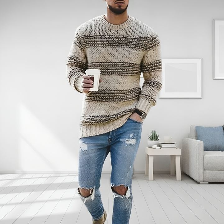 Jude | Striped Crew Neck Mens Knitted Jumper
