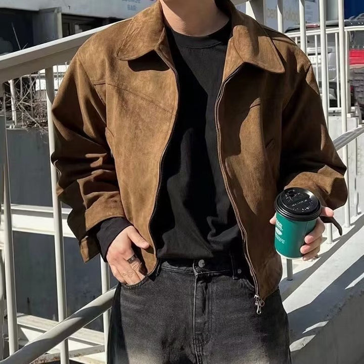 Kai | Retro Zip-Up Mens Suede Jacket