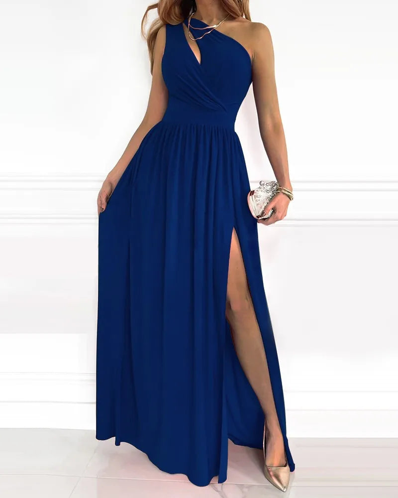 Lara | Effortless One-Shoulder Autumn Wedding Guest Maxi Dress