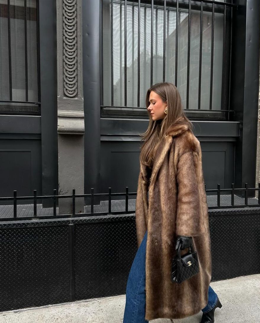 Lara | Elegant Long Faux Fur Jacket Coat