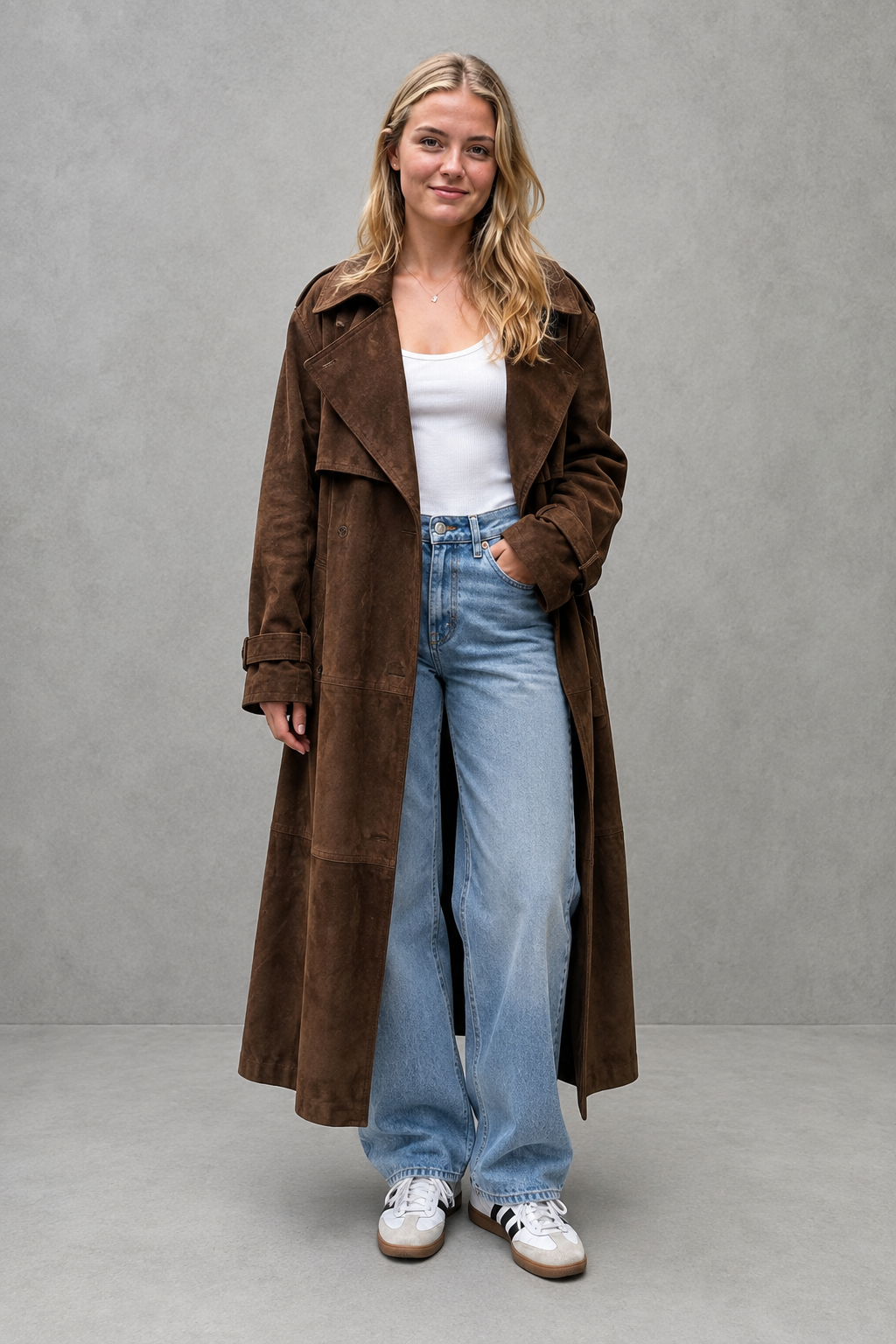Lara | Graceful Belted Longline Trench Long Jacket
