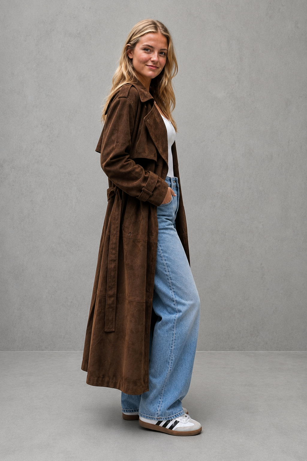Lara | Graceful Belted Longline Trench Long Jacket