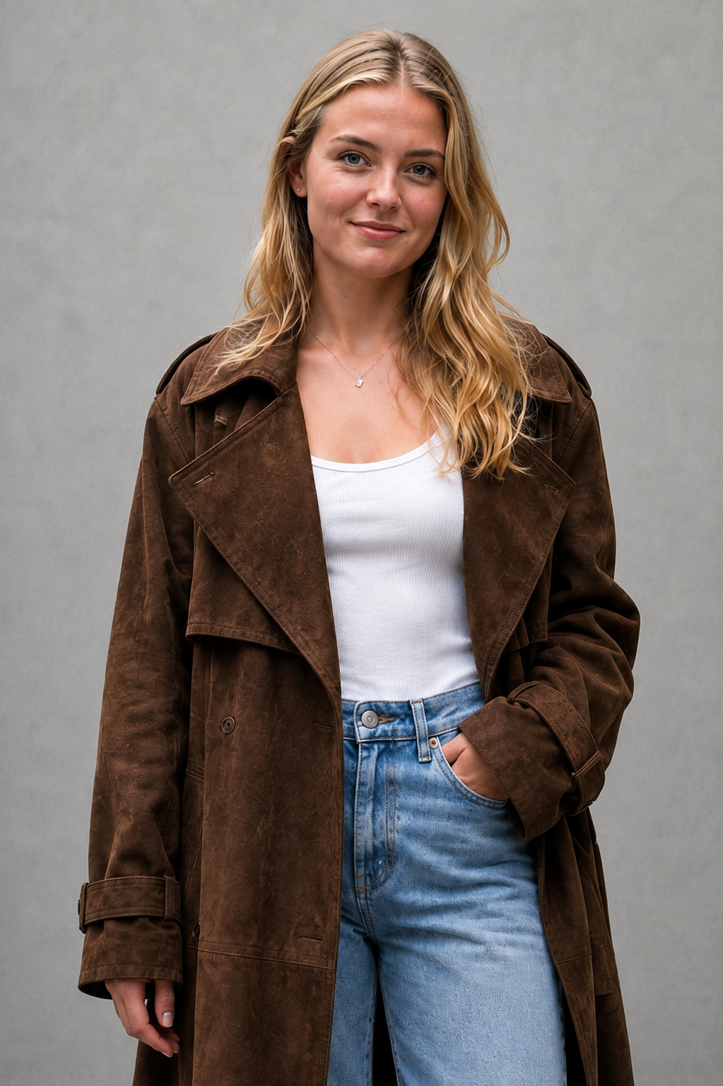 Lara | Graceful Belted Longline Trench Long Jacket