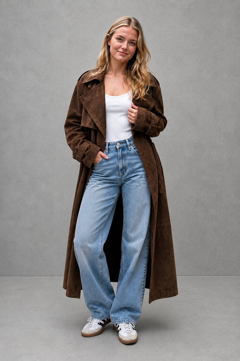Lara | Graceful Belted Longline Trench Long Jacket
