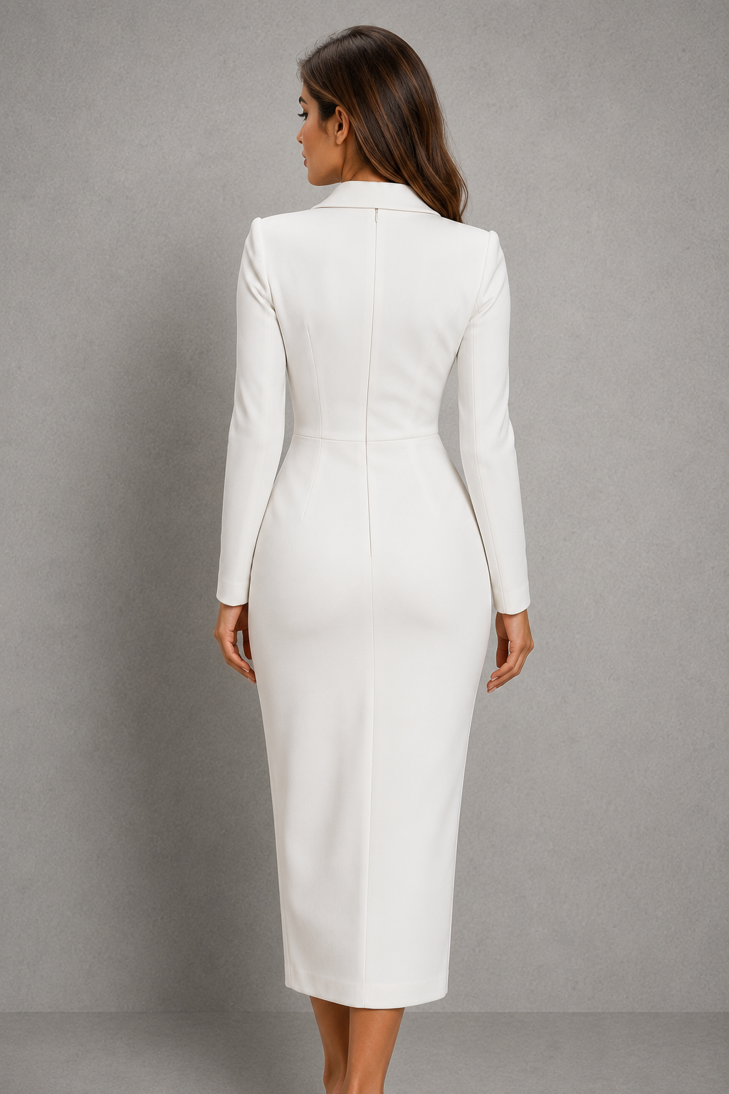 Lara | Graceful Tailored Lapel Blazer Dress with Button Detail