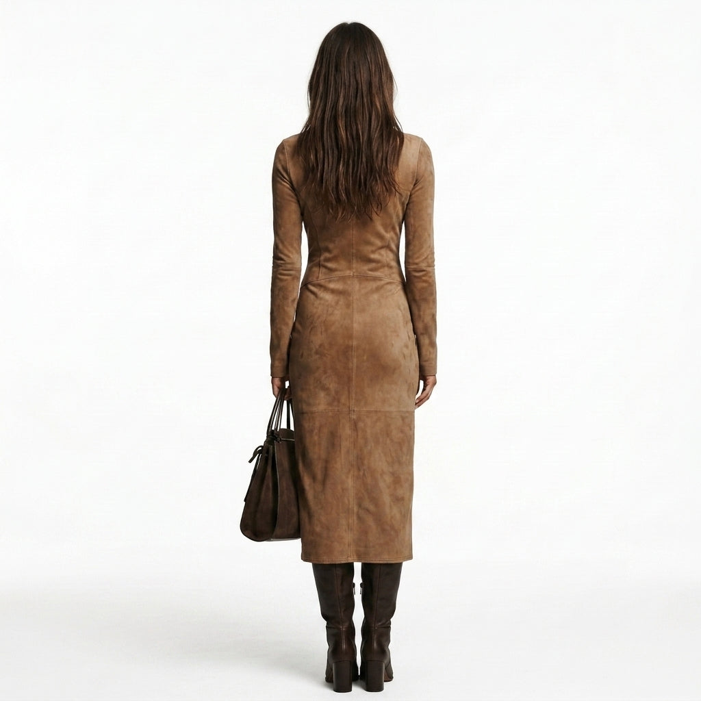 Lara | Refined High Neck Long Sleeve Winter Dress