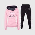 Lara | Sophisticated Heart Print Hoodie Joggers Tracksuit Set