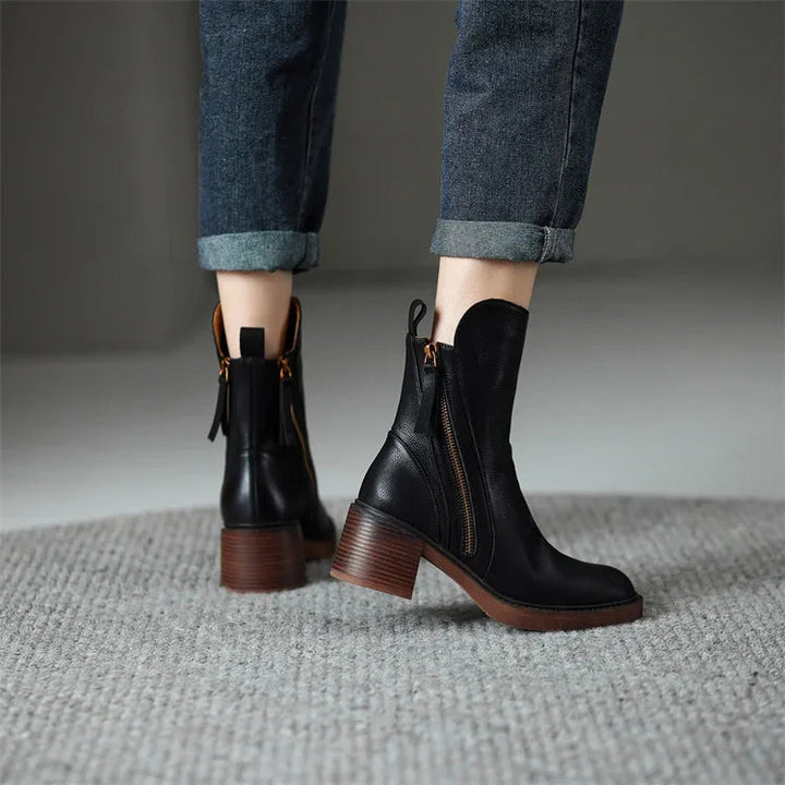 Layla | Block Heel Side Zip Ankle Boots