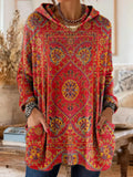 Layla | Relaxed Ethnic Print Hoodie Tunic Top