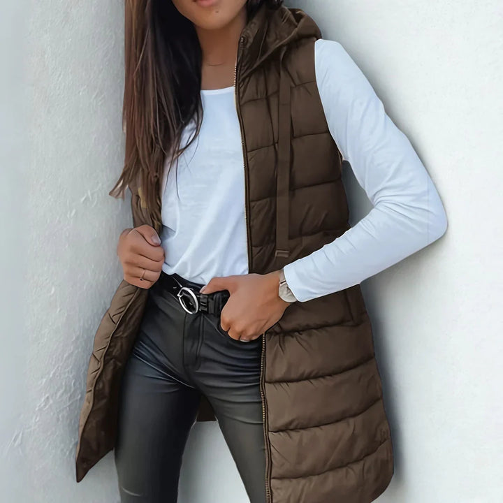 Layla | Relaxed Longline Hooded Puffer Gilet