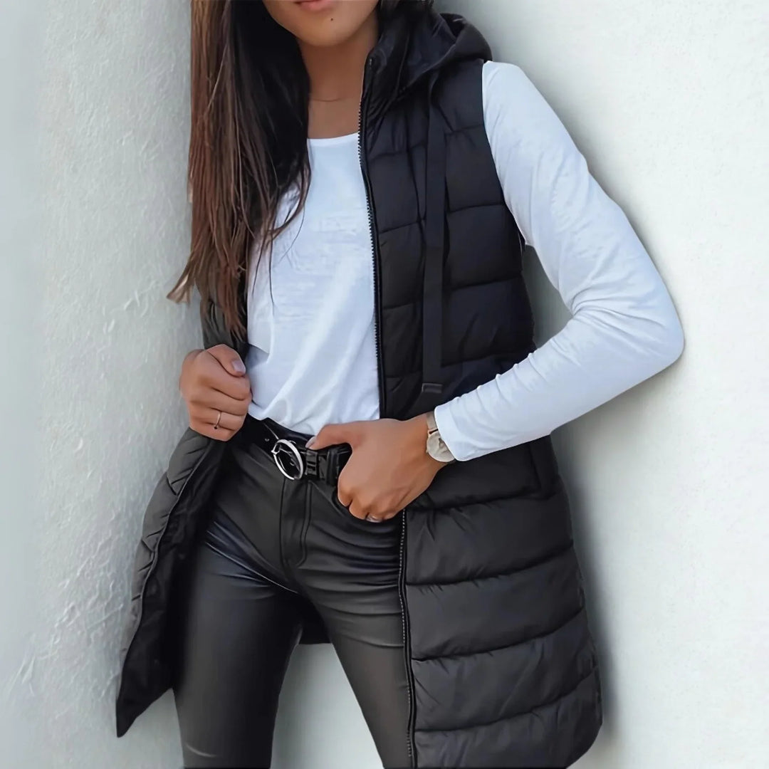 Layla | Relaxed Longline Hooded Puffer Gilet