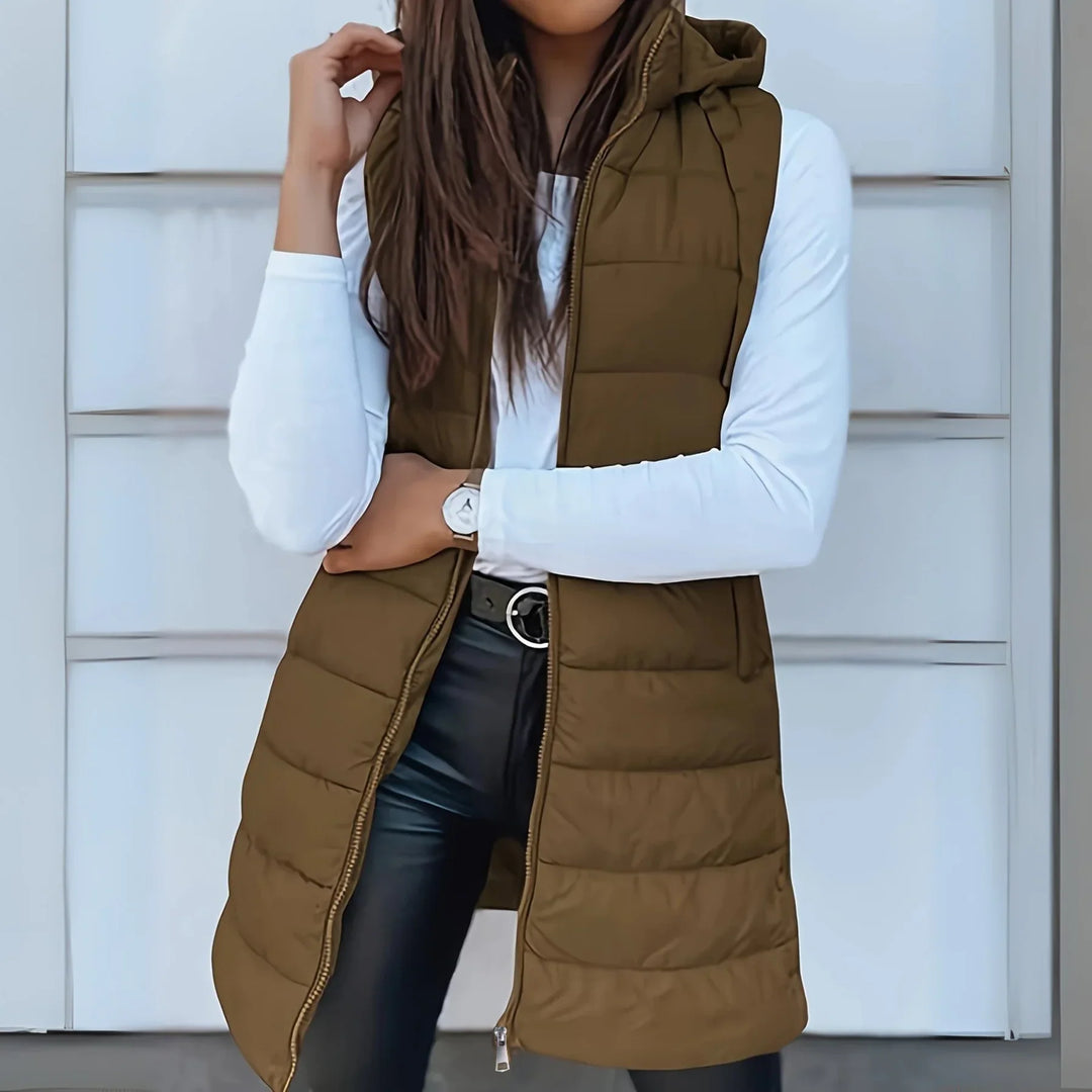 Layla | Relaxed Longline Hooded Puffer Gilet