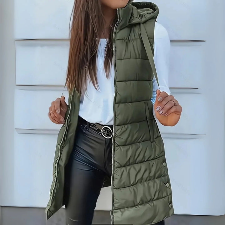 Layla | Relaxed Longline Hooded Puffer Gilet