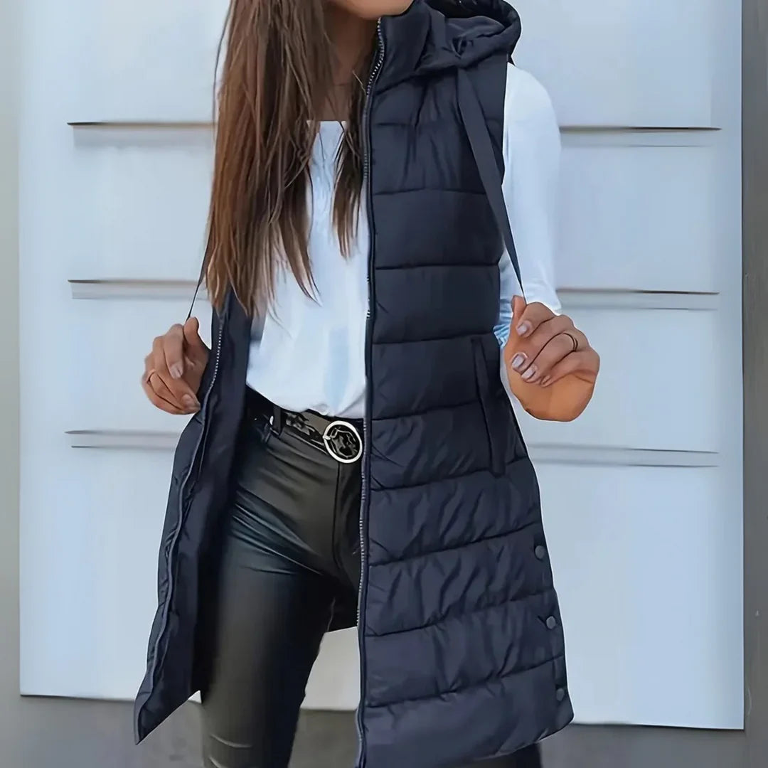 Layla | Relaxed Longline Hooded Puffer Gilet